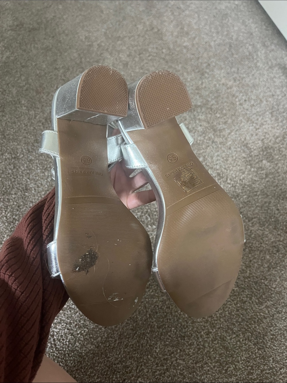 Dream Pairs Silver Ankle Strap Block Heel Sandals - Picture 2 of 4